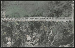 Suspension Bridge, Benguet Road, Philippine Islands, Early Hand Colored Postcard