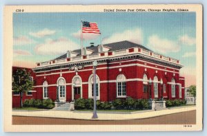 Chicago Illinois Postcard United States Post Office Heights 1940 Vintage Antique