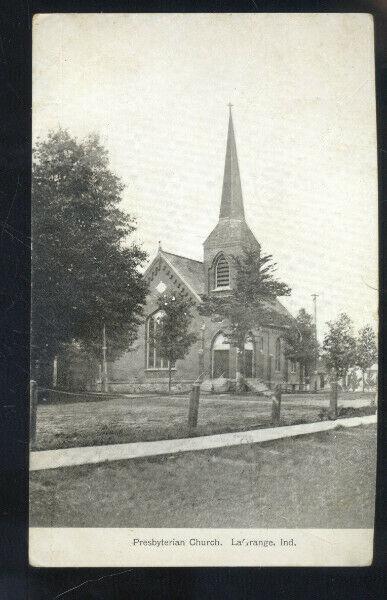 LAGRANGE INDIANA PRESBYTERIAN CHURCH VINTAGE POSTCARD 1910 SAC CITY IOWA