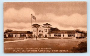 PATTERSON, CA California ~ GRAMMAR SCHOOL ~ AD for Payne Investment Co. Postcard