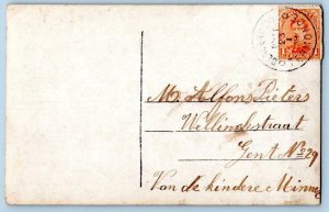 1910s RPPC Happy New Year Girl Christmas Tree Pine Cone Dutch Gelukkig Nieuwjaar