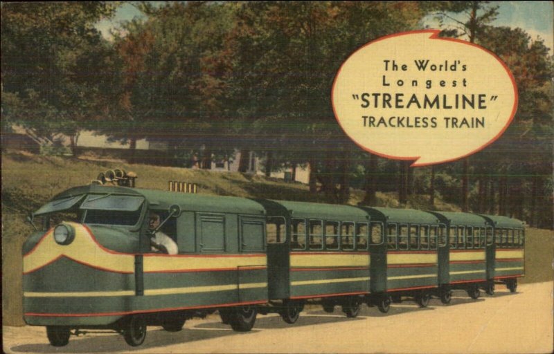 Longest Trackless Train Miniature RR Columbia SC SCARACE LINEN Postcard