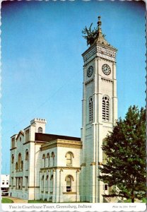 Greensburg, Indiana DECATUR COUNTY COURT HOUSE Tree In Clock Tower 4X6 Postcard