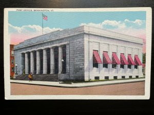 Vintage Postcard 1915-1930 Post Office Bennington Vermont