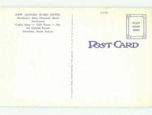 Unused Linen ALONZO WARD HOTEL Aberdeen South Dakota SD hr8266