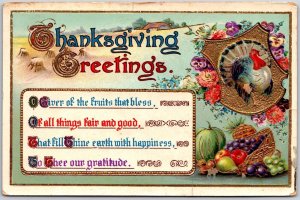 1913 Thanksgiving Greetings Cute Remembrance Letter Card Posted Postcard