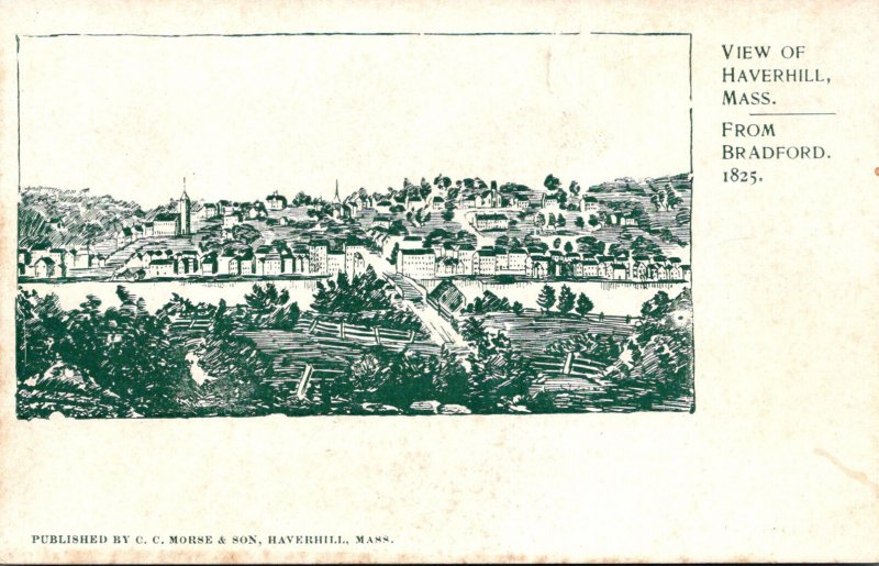 Massachusetts Haverhill View From Bradford Circa 1825