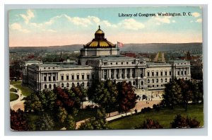 Vintage 1910's Postcard Panoramic View of the Library of Congress Washington DC