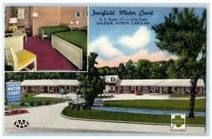 1940 Multi-View Fairfield Motor Court Raleigh North Carolina NC Vintage Postcard