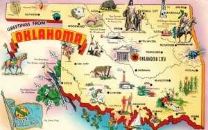 Vintage Postcard Greetings From Oklahoma Nickname Sooner State Tichnor Bros Inc.