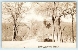 RPPC  VALLEY CITY, North Dakota NC ~ Bridge STATE NORMAL SCHOOL c1910s Postcard