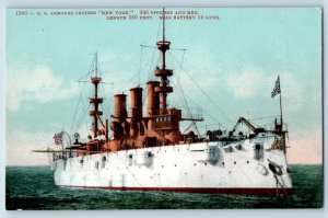 New York NY Postcard US Armored Cruiser Steamer Navy Battleship Warship c1910's