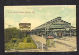 HOUSTON TEXAS GRAND CENTRAL RAILROAD DEPOT TRAIN STATION 1909 POSTCARD