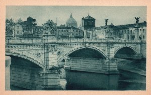 Vintage Postcard Roma Ponte Vittorio Emanuele II Arch Bridge in Rome Italy