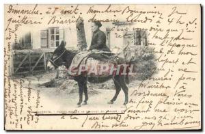 Old Postcard Biarritz Basque Woman going to walk Donkey Mule TOP
