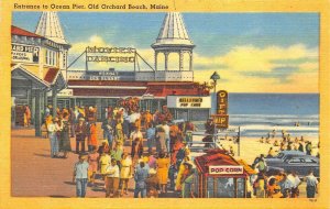 Old Orchard Beach ME Popcorn Wagon Ocean Pier 1955 Postcard
