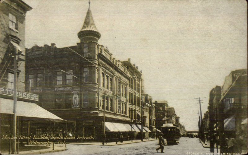 Wilmington DE Market St. South From Seventh c1910 Postcard