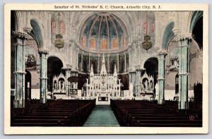 Interior Of Saint Nicholas R.C. Church Atlantic City New Jersey NJ Postcard