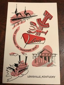 1950s Leo's Hideway LOUISVILLE Kentucky Lobster Seafood Restaurant Adv Postcard