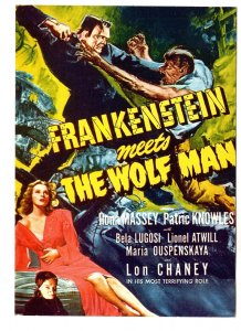 Frankenstein Meets The Wolf Man, Lon Chaney, Movie Poster Postcard