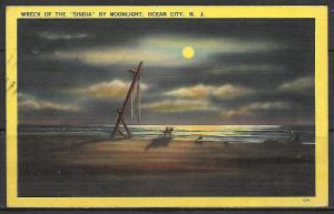 New Jersey, Ocean City - Wreck of the Sindia By Moonlight - [NJ-085]