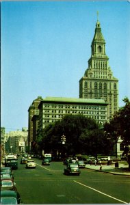 Vtg Hartford Connecticut CT Main Street View Downtown Old Cars 1950s Postcard