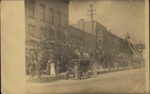 MENDOTA ILLINOIS IL Street Scene American Flags Antique RPPC Real Photo PC