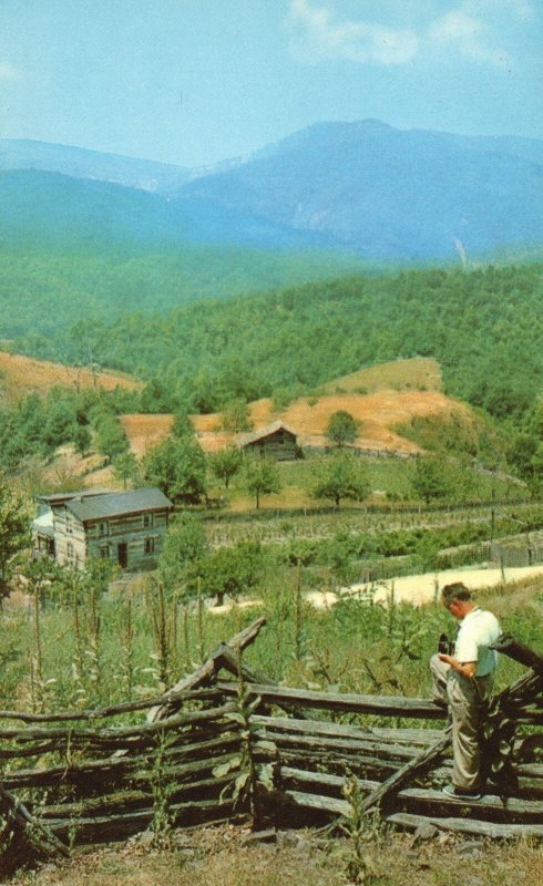 Vintage Postcard Mountain Green Field Trees Countryside Home in West Virginia