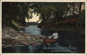 Cumberland Maryland MD Potomac River Woman in Rowboat Vintage Postcard