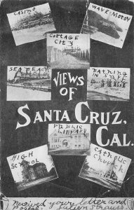 VIEWS OF SANTA CRUZ CALIFORNIA POSTCARD 1908