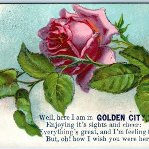 1914 Golden City, MO Town Arrival Postcard Mica Diamond Co Decatur Welcome A73