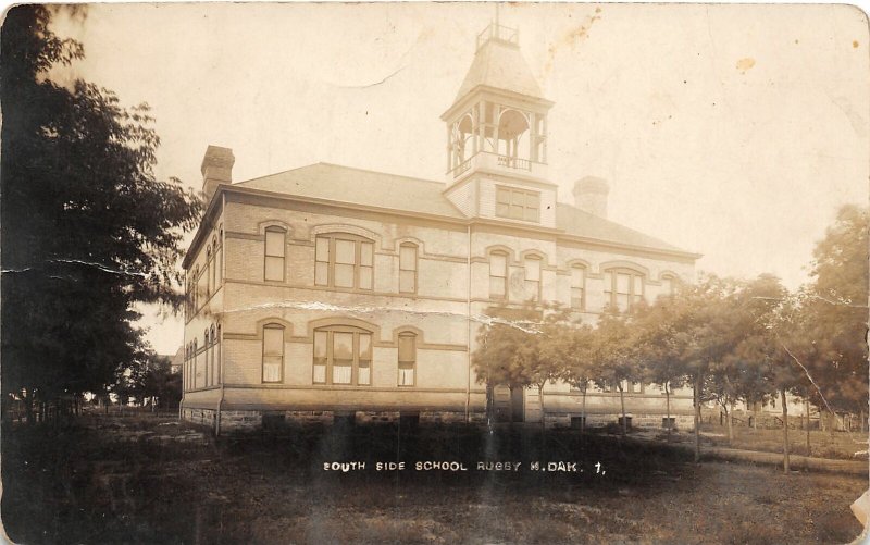 H85/ Rugby North Dakota RPPC Postcard c1910 South Side School 213