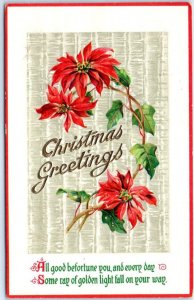 Postcard - Xmas Greetings with Poem and Flowers Art Print - Xmas Greeting Card