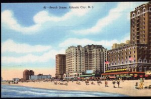 New Jersey ATLANTIC CITY Beach Scene - LINEN