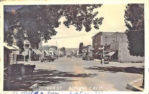 Alturas CA Main Street Store Fronts Modoc Meat Co. Old Cars RPPC Postcard