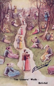 The Lovers Walk at Bristol Antique Comic Postcard
