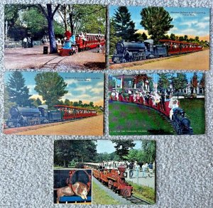 Five Postcards Miniature Railroad Trains