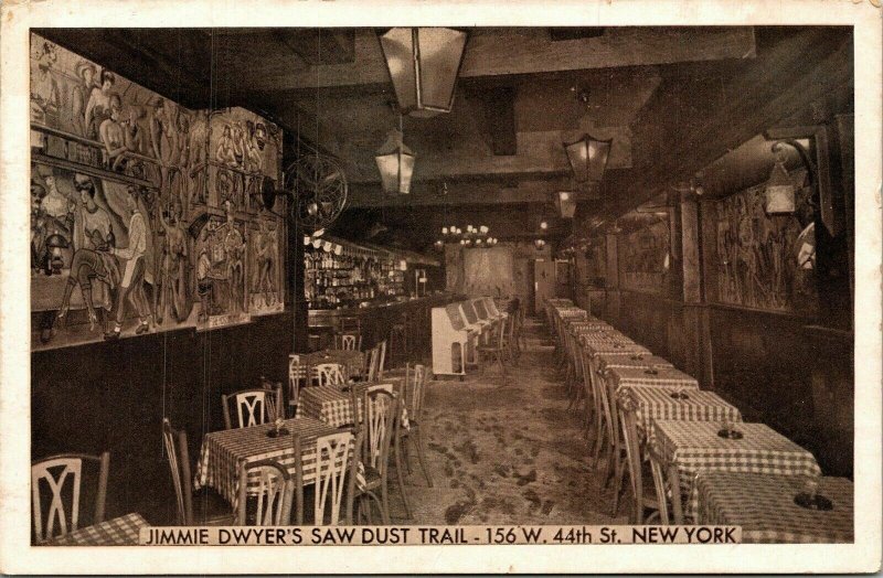 Jimmie Dwyers Saw Dust Trail New York Dining WB Postcard Vintage UNP Unused 