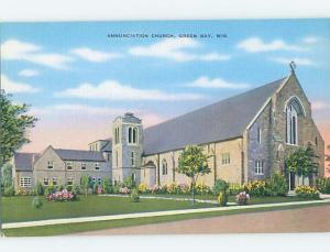 Unused Linen CHURCH SCENE Green Bay Wisconsin WI A8114