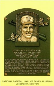 2005 Unused Cooperstown Hall of Fame Induction Plaque Postcard Nolan Ryan