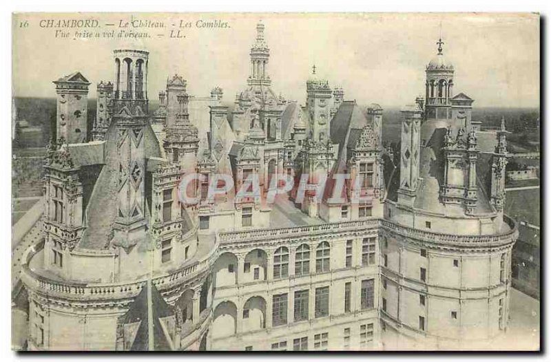 CARTE Postale Old Chateau Chambord the view taken attic flew Bird