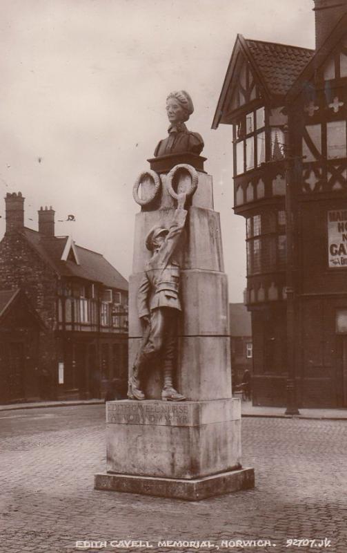 Edith Cavell Memorial Norwich Real Photo 92707 RPC Old Postcard