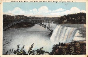 American Falls from Luna falls in steel arch bridge Niagara Falls Unused 