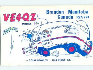 Pre-1980 RADIO CARD - CB HAM OR QSL Brandon Manitoba MB AH2561