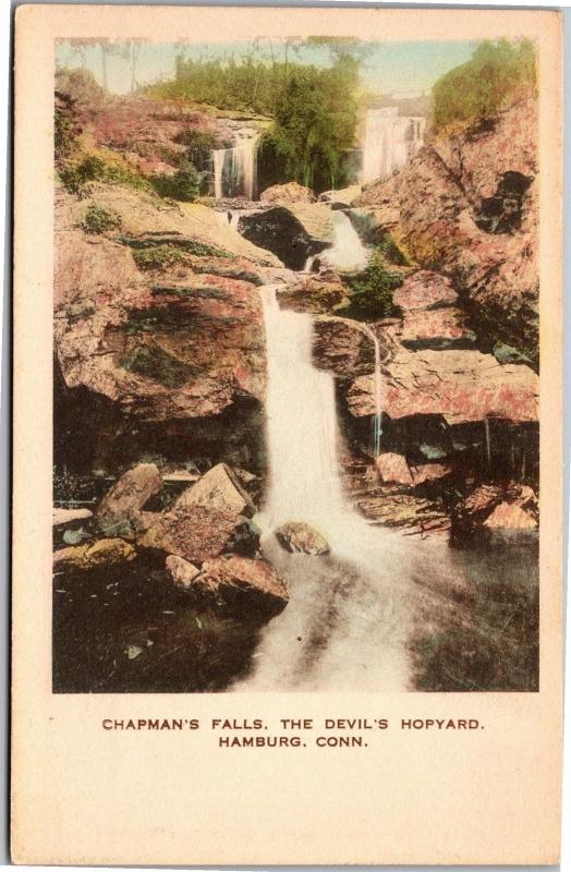 Chapman's Falls, Devil's Hopyard, Hamburg CT Hand Colored Vintage Postcard L18