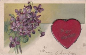 Valentine's Day Purple Flowers and Red Embroidered Heart 1907 PFB Serie ...