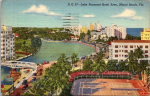Florida Miami Beach Lake Pancoast Hotel Area 1951 Curteich
