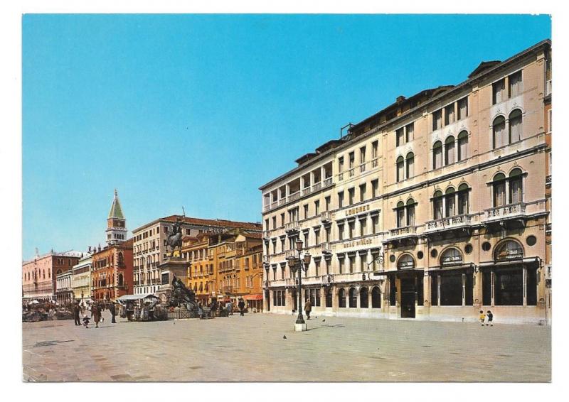 Italy Venice Riva degli Schiavoni Hotel Lonres Beau Rivage Vtg 4X6 Postcard