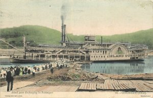 1907 Steamboat Island Queen discharging Passengers Postcard undivided 24-7867