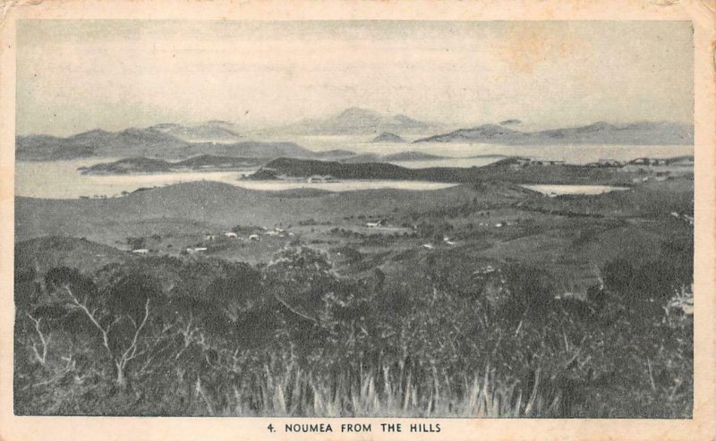 NOUMEA NEW CALEDONIA FROM THE HILLS US NAVY CENSOR MILITARY POSTCARD 1943
